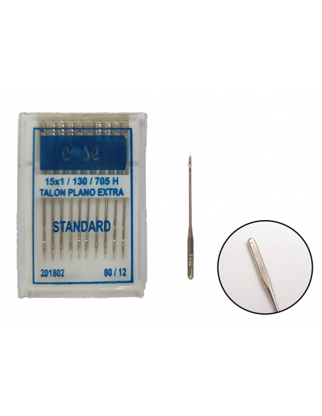 PAQUETE DE 10 AGUJAS MÁQUINA DOMÉSTICA TALÓN PLANO 80/12