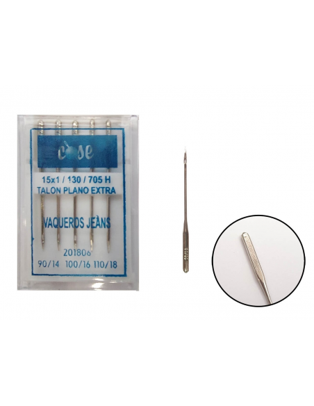 PAQUETE DE 5 AGUJAS TALÓN PLANO PARA VAQUEROS SURTIDAS