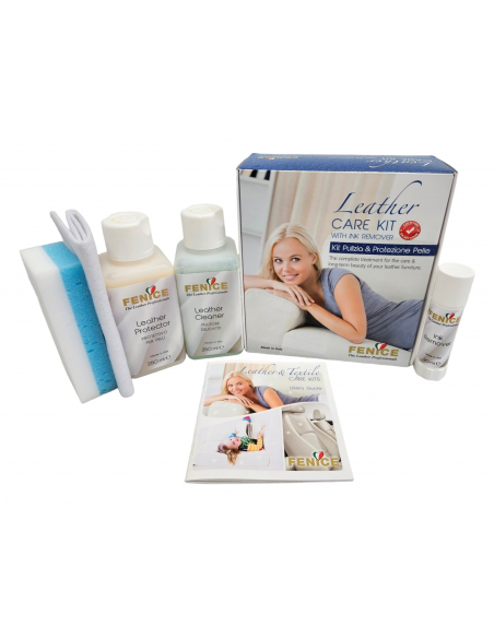 MAXI KIT DE LIMPIEZA Y PROTECCIÓN DEL CUERO CON QUITAMANCHAS DE TINTA