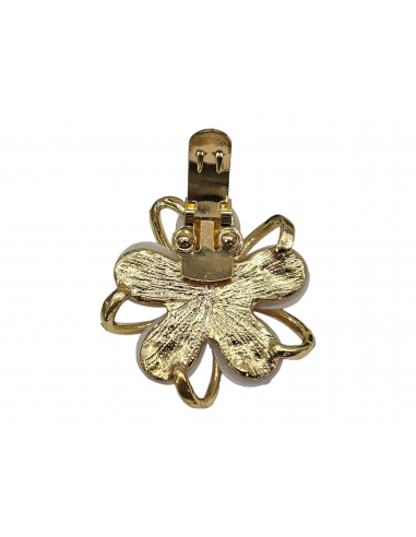 PAR DE ADORNOS FLOR CON CLIP C-362 C/ ORO PERLA...