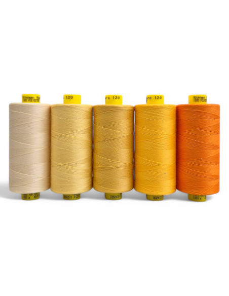 PACK 5 BOBINAS HILOS TONOS AMARILLOS-NARANJAS MARA 120 1000 MTS