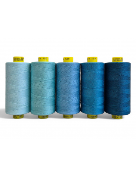 PACK 5 BOBINAS HILOS TONOS TURQUESAS MARA 120 1000 MTS