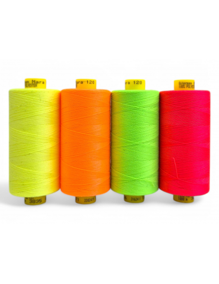 PACK 4 BOBINAS HILOS TONOS FLÚOR MARA 120 1000 MTS