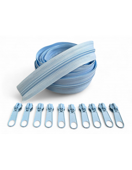 PACK 5 METROS CREMALLERA AZUL CELESTE MAS 10 CURSORES AL TONO C/201