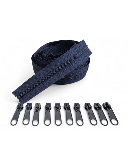 PACK 5 METROS CREMALLERA AZUL MARINO MAS 10 CURSORES AL TONO C/219