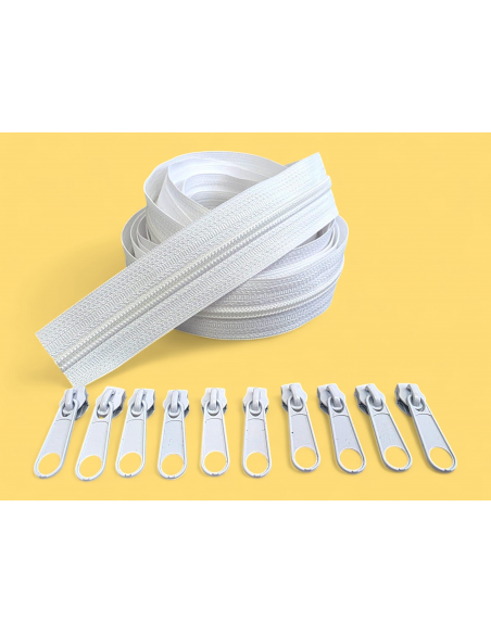 PACK 5 METROS CREMALLERA BLANCA MAS 10 CURSORES AL TONO