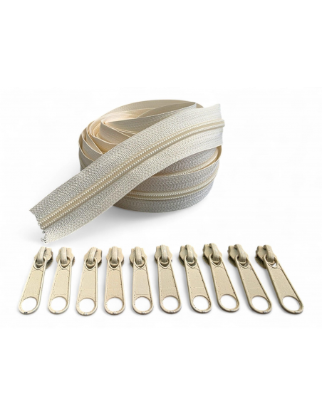 PACK 5 METROS CREMALLERA CREMA MAS 10 CURSORES AL TONO C/004