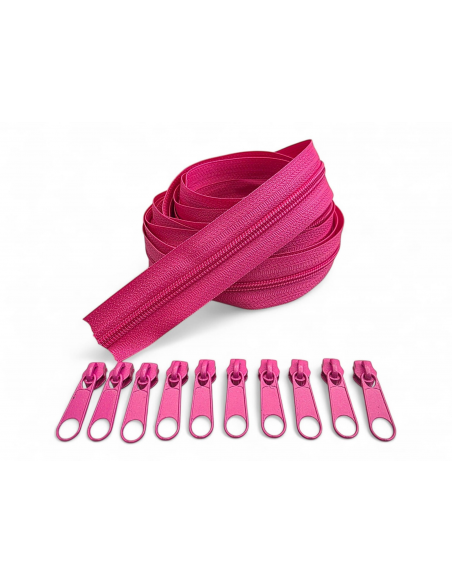 PACK 5 METROS CREMALLERA FUCSIA MAS 10 CURSORES AL TONO C/070