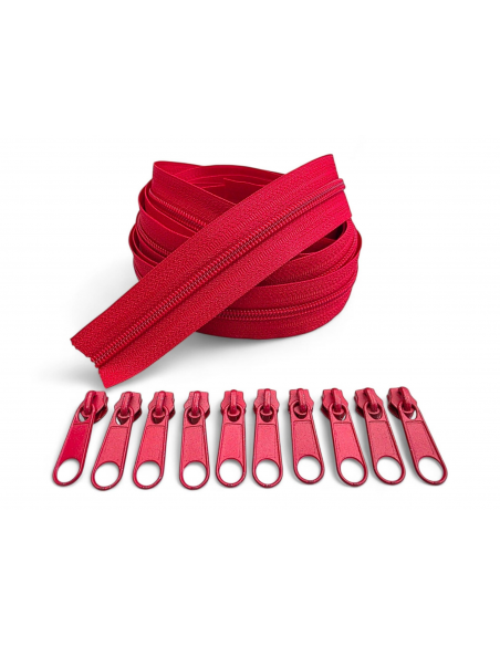 PACK 5 METROS CREMALLERA ROJA MAS 10 CURSORES AL TONO C/090