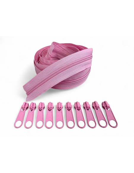 PACK 5 METROS CREMALLERA ROSA MAS 10 CURSORES AL TONO C/ 052