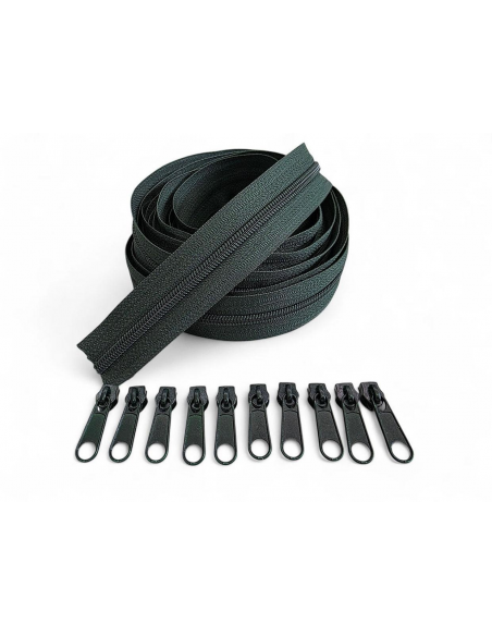 PACK 5 METROS CREMALLERA VERDE OSCURO MAS 10 CURSORES AL TONO C/186