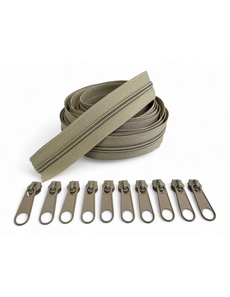 PACK 5 METROS CREMALLERA VERDE KAKI MAS 10 CURSORES C/172