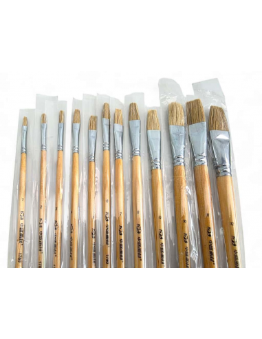 LOTE DE 12 PINCELES MANGO LARGO MADERA PLANO