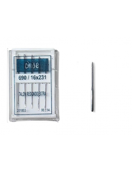 PAQUETE DE 5 AGUJAS TALON REDONDO PARA REMALLAR 90/14