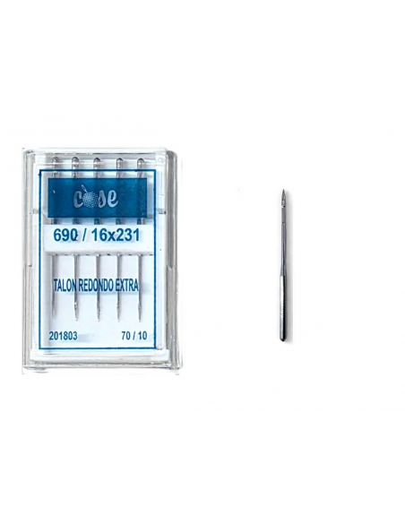 PAQUETE DE 5 AGUJAS TALON REDONDO PARA REMALLAR 70/10