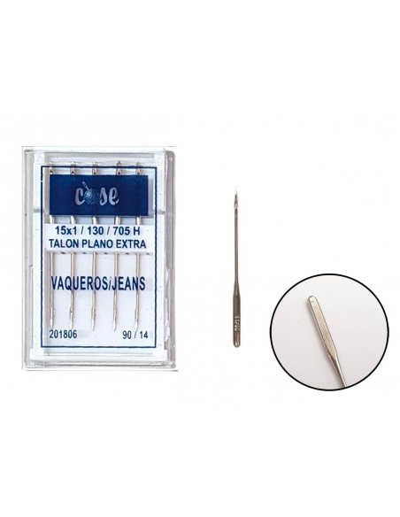 PAQUETE DE 5 AGUJAS TALON PLANO PARA VAQUEROS 90/14