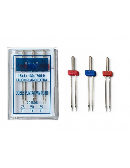 PAQUETE DE 3 AGUJAS TALON PLANO DOBLE PUNTA SURTIDA