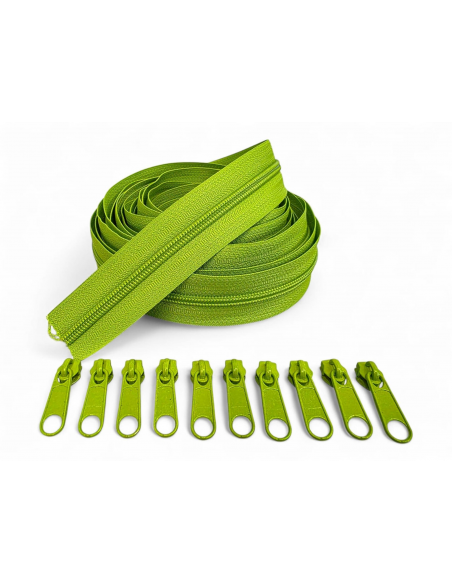 PACK 5 METROS CREMALLERA VERDE MAS 10 CURSORES AL TONO C/187