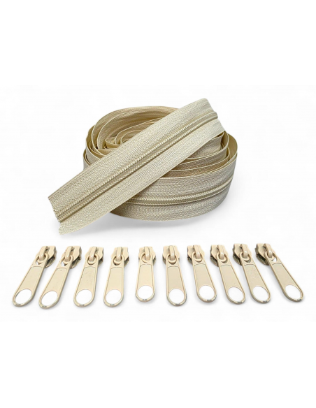 PACK 5 METROS CREMALLERA BEIG CLARO MAS 10 CURSORES AL TONO C/008