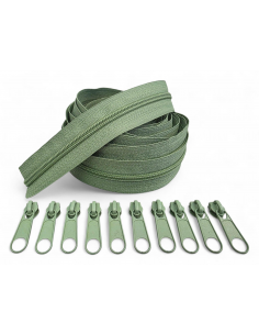 PACK 5 METROS CREMALLERA VERDE MAS 10 CURSORES AL TONO C/197