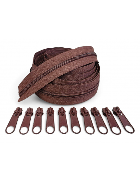 PACK 5 METROS CREMALLERA MARRÓN MAS 10 CURSORES C/ 029
