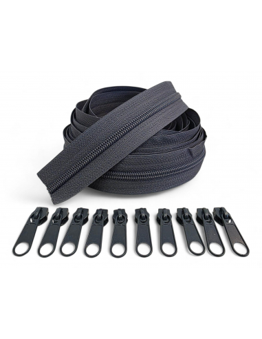 PACK 5 METROS CREMALLERA GRIS OSCURO...