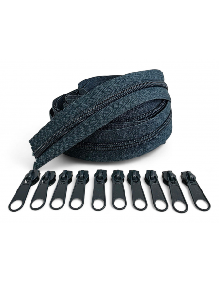 PACK 5 METROS CREMALLERA VERDE OSCURO MAS 10 CURSORES AL TONO C/189