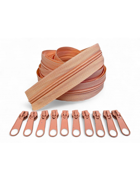 PACK 5 METROS CREMALLERA SALMÓN MAS 10 CURSORES AL TONO C/ 054