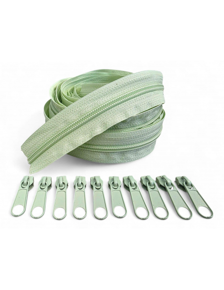 PACK 5 METROS CREMALLERA VERDE MENTA MAS 10 CURSORES AL TONO C/169