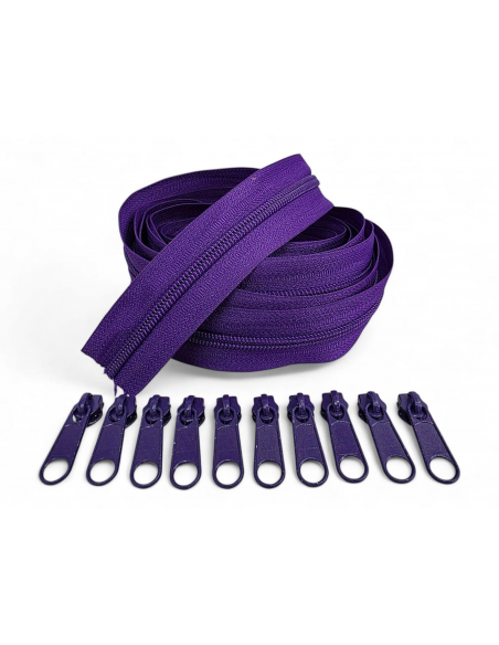 PACK 5 METROS CREMALLERA MORADO MAS 10 CURSORES AL TONO C/ 155