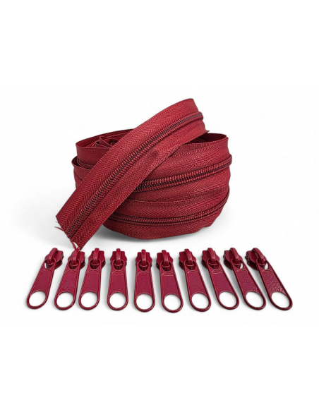 PACK 5 METROS CREMALLERA ROJA MAS 10 CURSORES AL TONO C/082