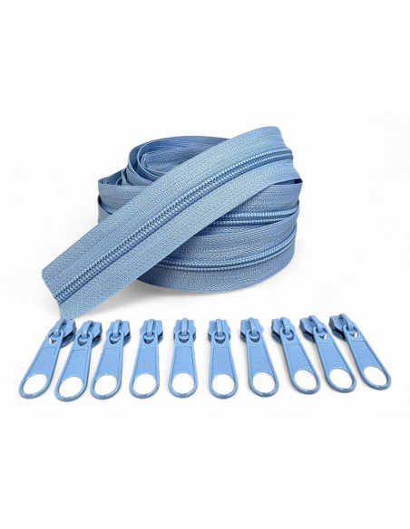 PACK 5 METROS CREMALLERA AZUL CELESTE MAS 10 CURSORES AL TONO C/220