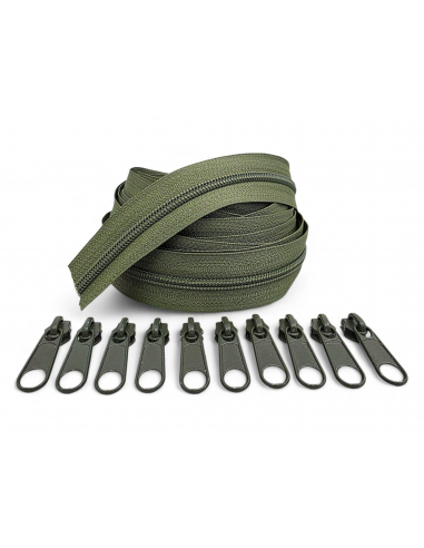 PACK 5 METROS CREMALLERA VERDE KAKI...