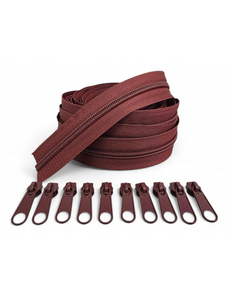 PACK 5 METROS CREMALLERA MARRÓN MAS 10 CURSORES C/ 074