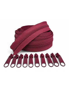 PACK 5 METROS CREMALLERA GRANATE MAS 10 CURSORES AL TONO...