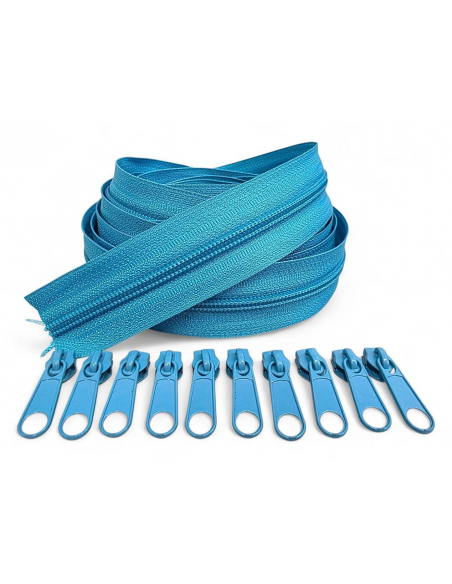 PACK 5 METROS CREMALLERA AZUL TURQUESA MAS 10 CURSORES AL TONO 225