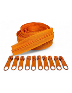 PACK 5 METROS CREMALLERA NARANJA MAS 10 CURSORES C/129